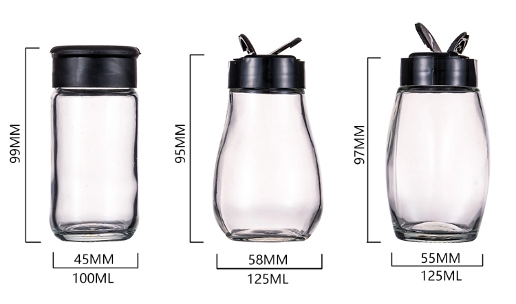 Mini Plastic Cap 120ml Salt and Pepper Jar Square Shaker Glass Spice Bottle for Spice Packaging