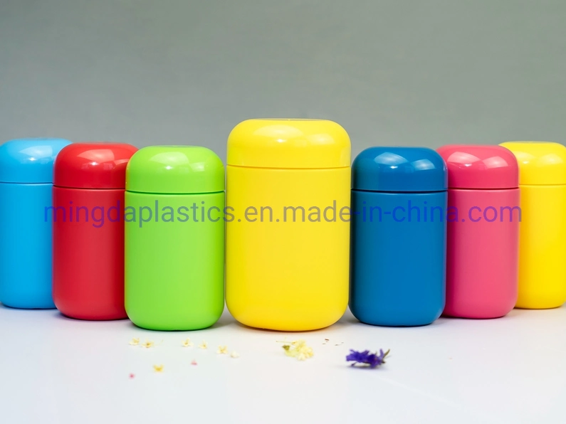 Wide-Neck Food Grade Capsules Pills Tablets Tall Cute Cylindrical HDPE Plastic Container