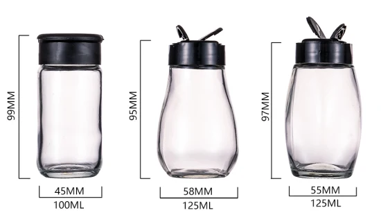 Mini-Kunststoffkappe, 120 ml, Salz- und Pfefferglas, quadratische Streuer-Glasgewürzflasche für die Gewürzverpackung